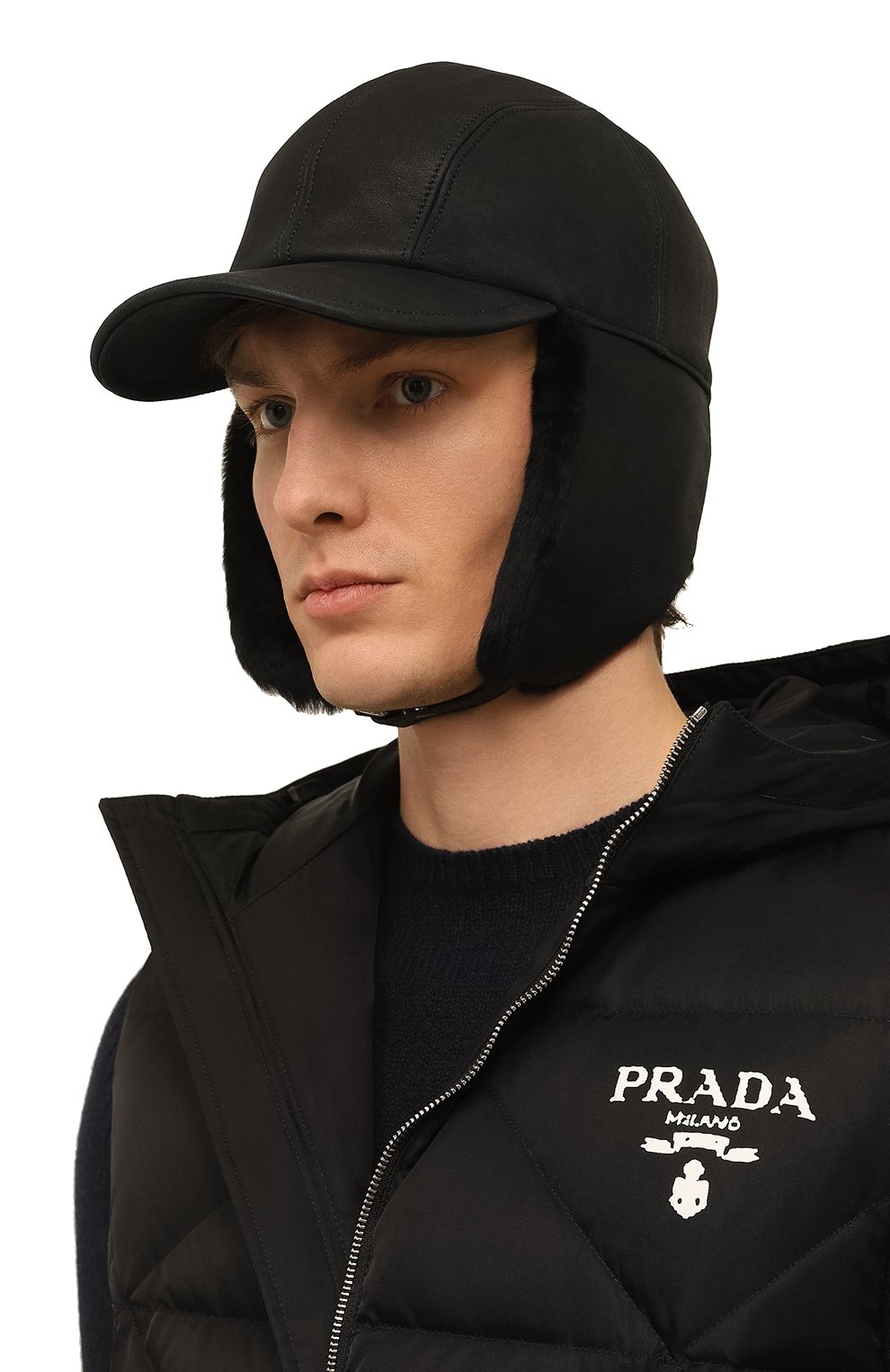 Кожаная бейсболка PRADA, арт. 2HC084-39A-F0002, фото 6