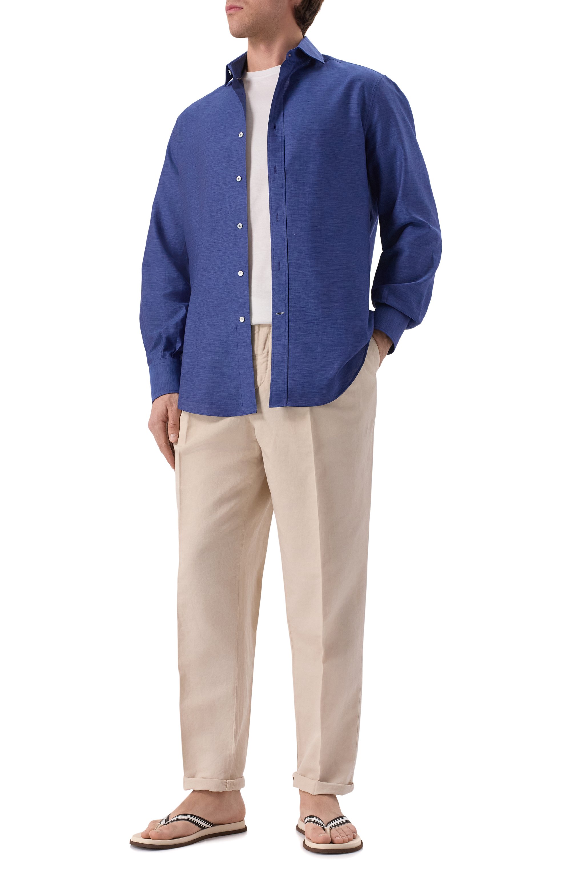 Рубашка из хлопка и льна BRUNELLO CUCINELLI, арт. MR6250028, фото 2