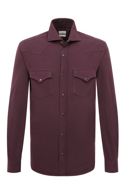 Мужская хлопковая рубашка BRUNELLO CUCINELLI, арт. M0T636666