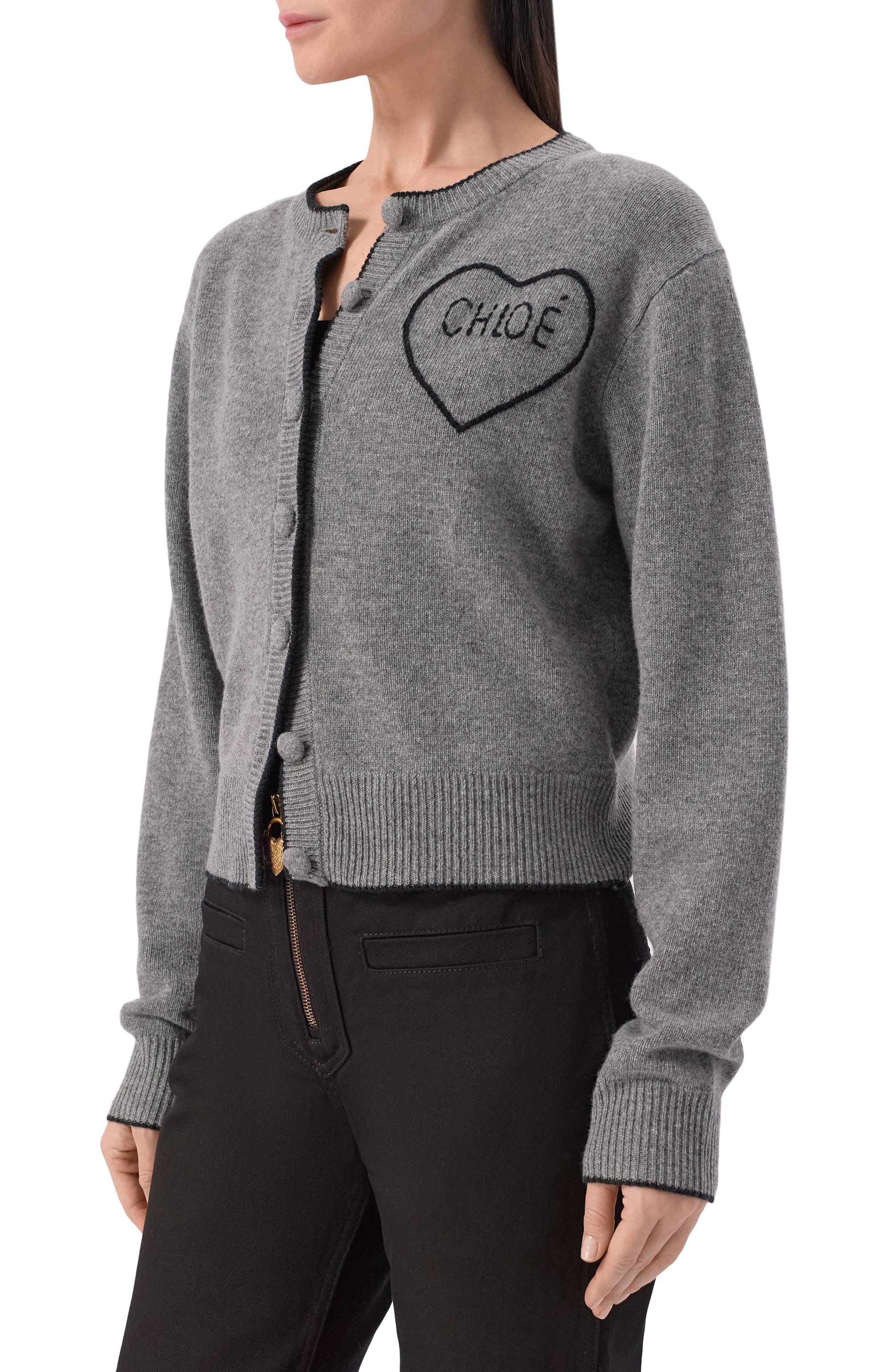 Кардиган из шерсти и кашемира CHLOÉ серого цвета по цене 152500 руб., арт. CH26SMC08710, фото 3 Кардиган из шерсти и кашемира CHLOÉ, арт. CH26SMC08710, фото 3