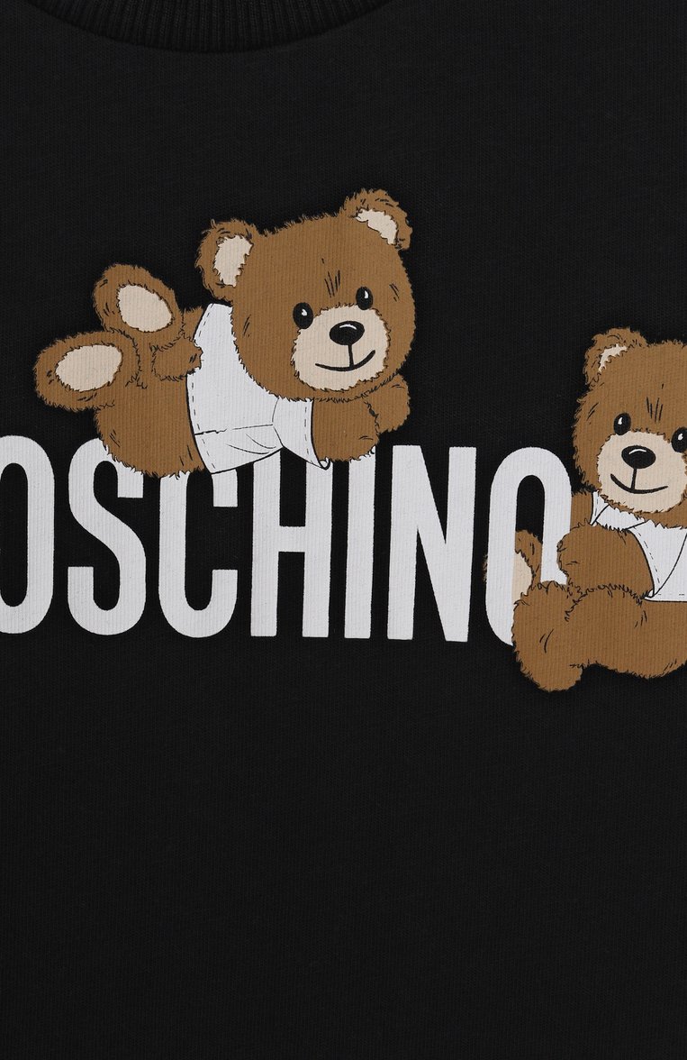 Мужского хлопковая футболка MOSCHINO черного цвета, арт. HUM059/LAA23/4-8 | Фото 3 (Материал внешний: Хлопок; Девочки Кросс-КТ: футболка-одежда; Нос: Не проставлено; Региональные ограничения белый список (Axapta Mercury): Не проставлен�о; Мальчики Кросс-КТ: Футболка-одежда; Ростовка одежда: 4 года | 104 см, 5 лет | 110 см, 6 лет | 116 см, 8 лет | 128 см)