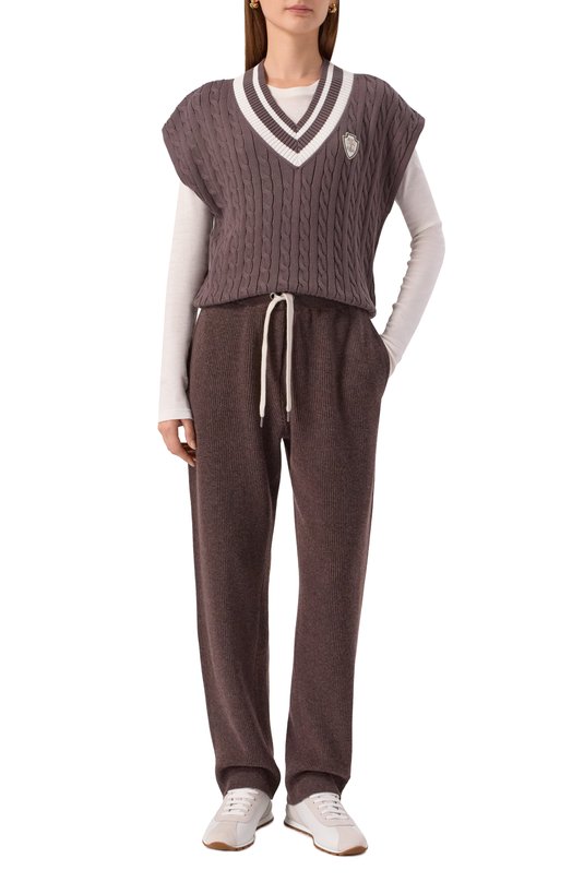 Хлопковый жилет Brunello Cucinelli M19756522 Коричневый  M19756522 Фото 2