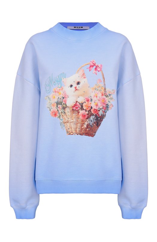 Хлопковый свитшот MSGM 4041MDM139SE/267287 Синий 4041MDM139SE/267287