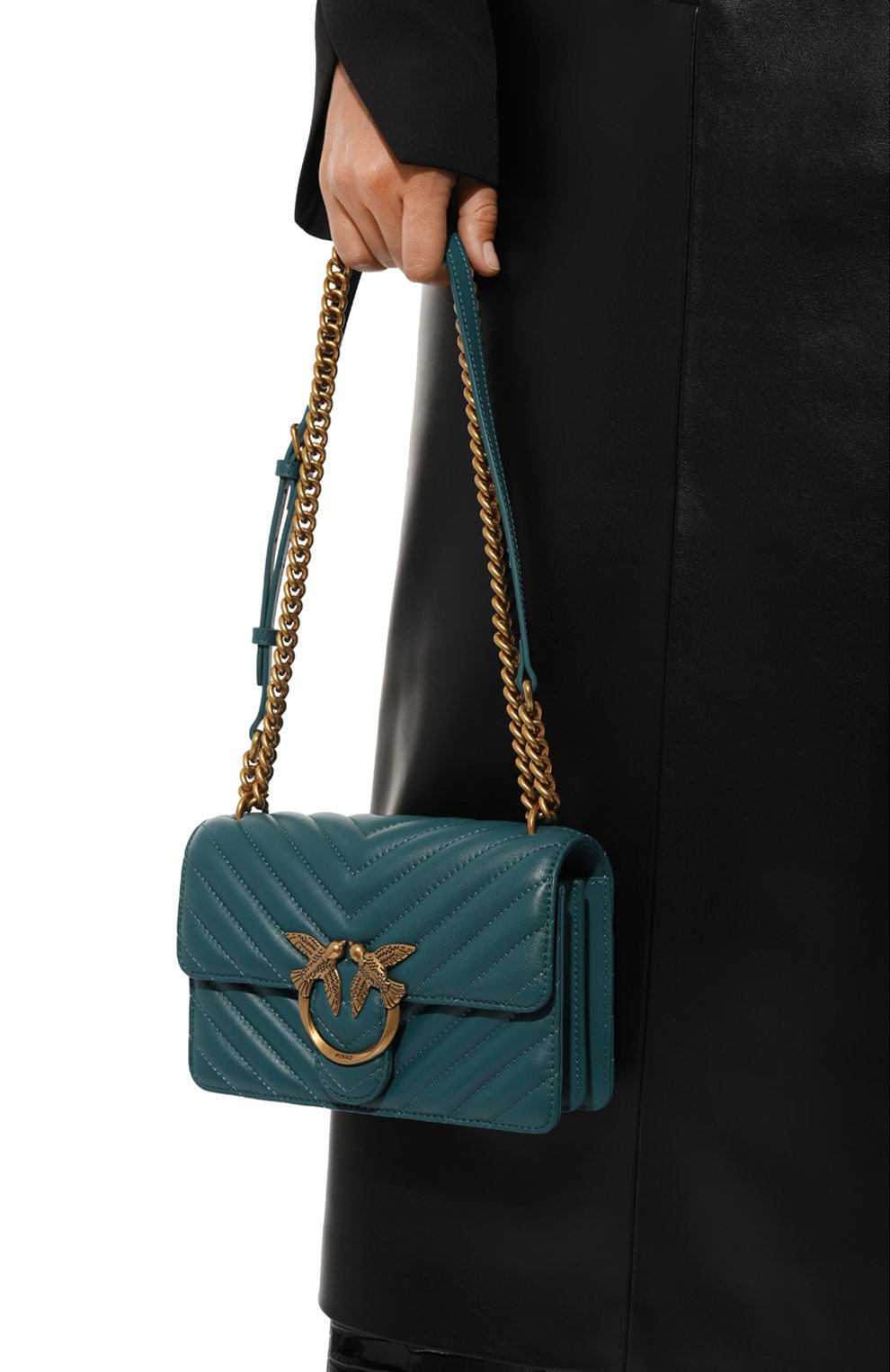 Сумка love one mini PINKO бирюзового цвета по цене 28900 руб., арт. 100074/A0GK, фото 2 Сумка love one mini PINKO, арт. 100074/A0GK, фото 2