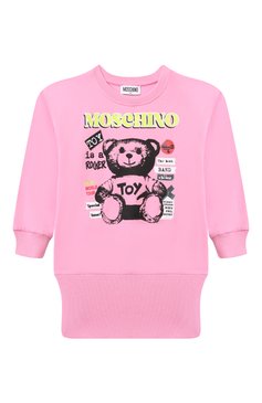 Детское хлопковое платье MOSCHINO розового цвета, арт. HDV0FG/LDA16/4-8 | Фото 1 (Материал внешний: Хлопок; Драгоценные камни: Проставлено; Рукава: Длинные; Материал сплава: Проставлено; Случай: Повседневный; Девочки Кросс-КТ: Платье-одежда; Ростовка одежда: 4 года | 104 см, 6 лет | 116 см, 8 лет | 128 см, 5 лет | 110 см)