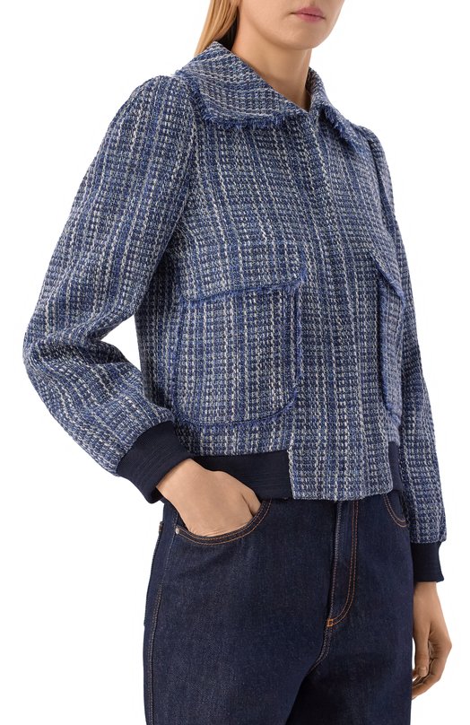 Твидовый бомбер Kiton D61503K0934G Синий  D61503K0934G Фото 3