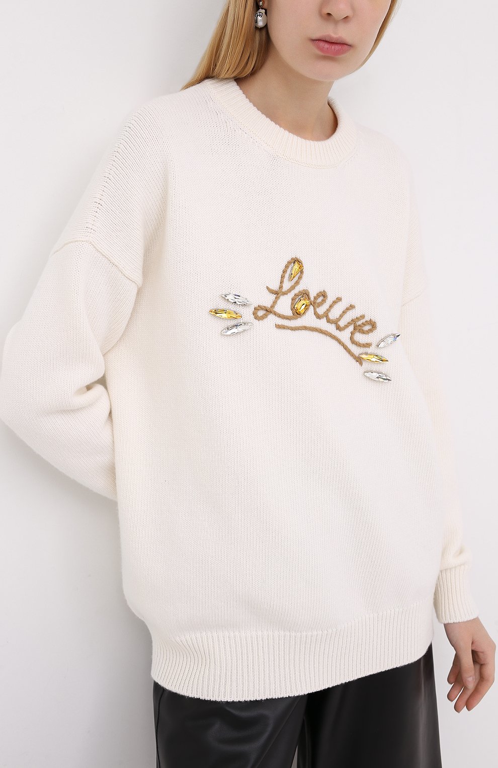 Шерстяной свитер LOEWE белого цвета по цене 66300 руб., арт. S359333XBG, фото 3 Шерстяной свитер LOEWE, арт. S359333XBG, фото 3