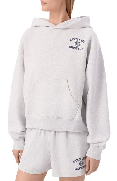 Хлопковое худи luxury club SPORTY AND RICH, арт. ST0957842GY03/S&R LUXURY CLUB H00DIE, фото 3