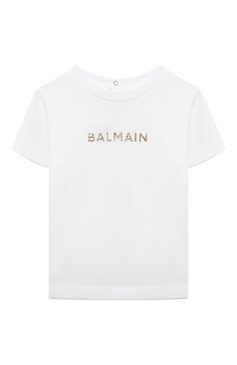 Детский хлопковая футболка BALMAIN белого цвета, арт. BU8621 | Фото 1 (Материал сплава: Проставлено; Нос: Не проставлено; Материал внешний: Хлопок; Кросс-КТ НВ: Футболка)