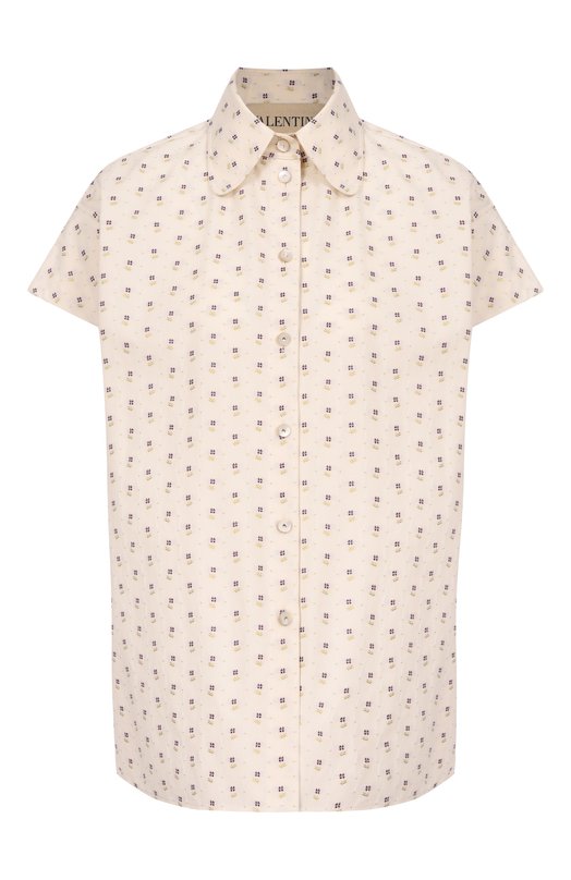 Рубашка из хлопка и вискозы Valentino 8B3AA0F0/A4K Кремовый 8B3AA0F0/A4K