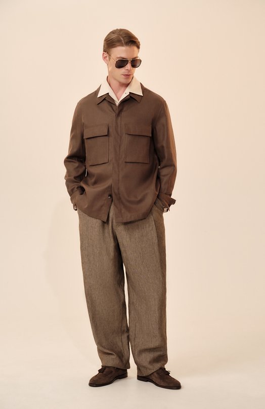 Льняная рубашка Zegna S0T10B/UFV60A9 Бежевый  S0T10B/UFV60A9 Фото 6