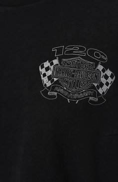 Женская хлопковая футболка HARLEY-DAVIDSON темно-серого цвета, арт. 97461-23VW | Фото 5 (Рукава: Короткие; Длина (для топов): Стандартные; Стили: Гранж; Принт: С принтом; Материал сплава: Прос�тавлено; Материал внешний: Хлопок; Женское Кросс-КТ: Футболка-одежда; Драгоценные камни: Проставлено)