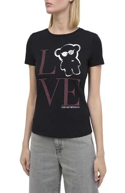 Хлопковая футболка EMPORIO ARMANI черного цвета по цене 18750 руб., арт. 6H2T9B/2JPMZ, фото 3 Хлопковая футболка EMPORIO ARMANI, арт. 6H2T9B/2JPMZ, фото 3