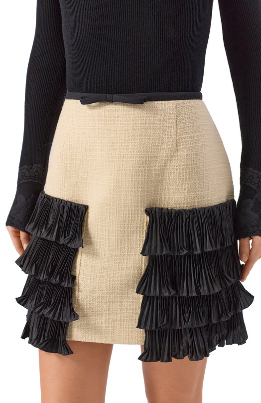 Шерстяная юбка Valentino 7B0RADX1/90Y Кремовый  7B0RADX1/90Y Фото 5