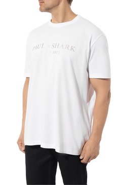 Мужская хлопковая футболка PAUL&SHARK белого цвета, арт. 11311631/3XL-6XL | Фото 3 (Рукава: Короткие; Принт: С принтом; Длина (для топов): Удлиненные; Материал сплава: Проставлено; Материал внешний: Хлопок; Драгоценные камни: Проставлено; Стили: Кэжуэл)