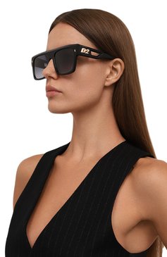 Женские солнцезащитные очки DSQUARED2 черного цвета, арт. D20127 807 | Фото 2 (Нос: Не проставлено; Региональные ограничения белый список (Axapta Mercury): Не проставлено; Тип очков: С/з; Материал: Пластик; Кросс-КТ: С/з-унисекс; Очки форма: Квадратные, Маска; Оптика Гендер: оптика-унисекс)