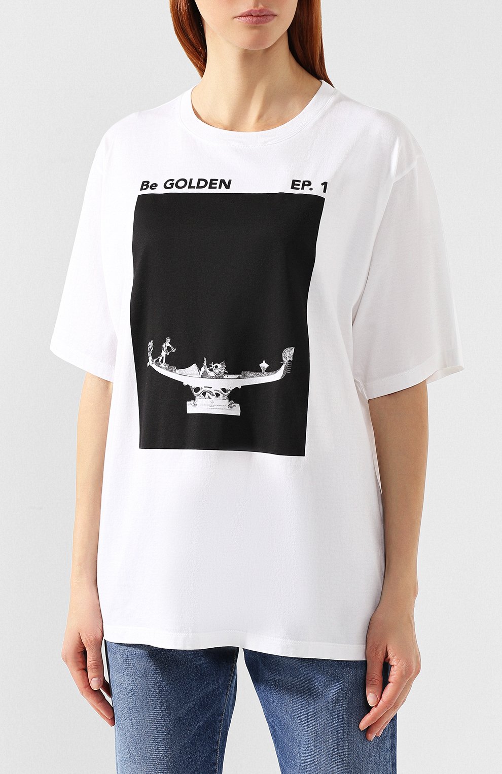 Хлопковая футболка GOLDEN GOOSE DELUXE BRAND белого цвета по цене 14550 руб., арт. G34WP026.F1, фото 3 Хлопковая футболка GOLDEN GOOSE DELUXE BRAND, арт. G34WP026.F1, фото 3