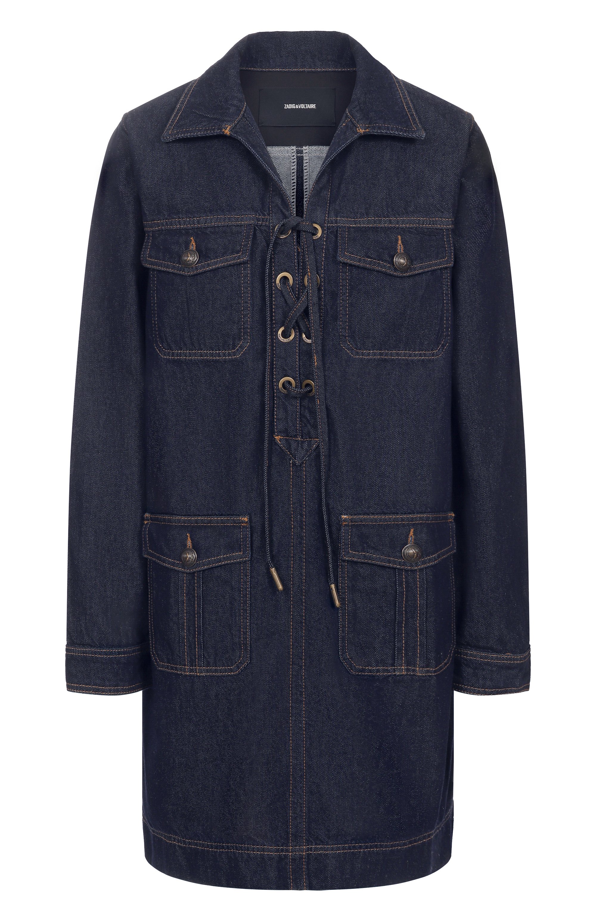 Джинсовое платье ZADIG AND VOLTAIRE синего цвета по цене 53550 руб., арт. WWDR02576, фото 1 Джинсовое платье ZADIG AND VOLTAIRE, арт. WWDR02576, фото 1