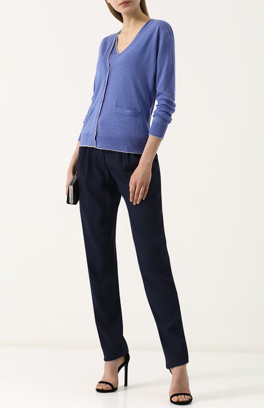 Однотонные брюки прямого кроя из вискозы Giorgio Armani WAP07T/WA930 Синий  WAP07T/WA930 Фото 2