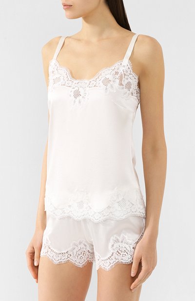 Шелковый топ с кружевной отделкой DOLCE & GABBANA, арт. 0122/07A00T/FUADG, фото 3