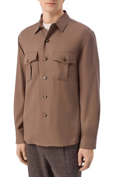 Рубашка из лиоцелла CANALI коричневого цвета по цене 122000 руб., арт. 31019/AE05574, фото 3 Рубашка из лиоцелла CANALI, арт. 31019/AE05574, фото 3