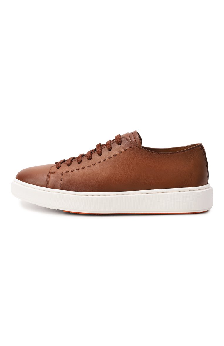 Мужские кожаные кеды cleanic SANTONI коричневого цвета, арт. MBCG22065BARTAFB | Фото 4 (Подошва: Массивная; Материал внутренний: Натуральная кожа; Материал внешний: Натуральная кожа; Стили: Классический; Кросс-КТ: Низкие; Материал утеплителя: Без утеплителя; Автоматизация состава: Проставлено; Автоматизация ТО: Проставлено)