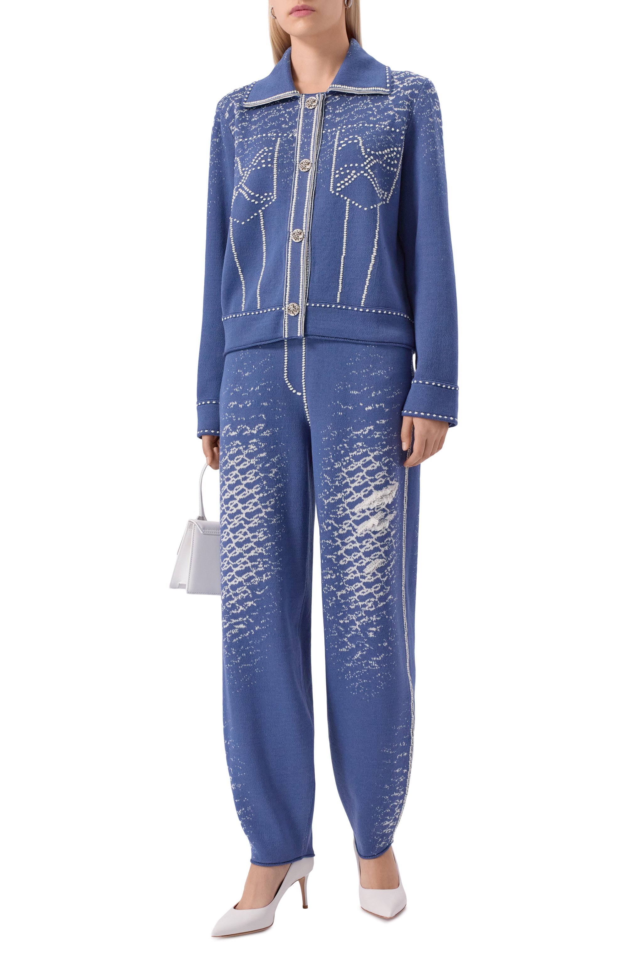 Жакет из шерсти и хлопка AND THE BRAND синего цвета по цене 67480 руб., арт. W26-JT029-1202-419, фото 2 Жакет из шерсти и хлопка AND THE BRAND, арт. W26-JT029-1202-419, фото 2