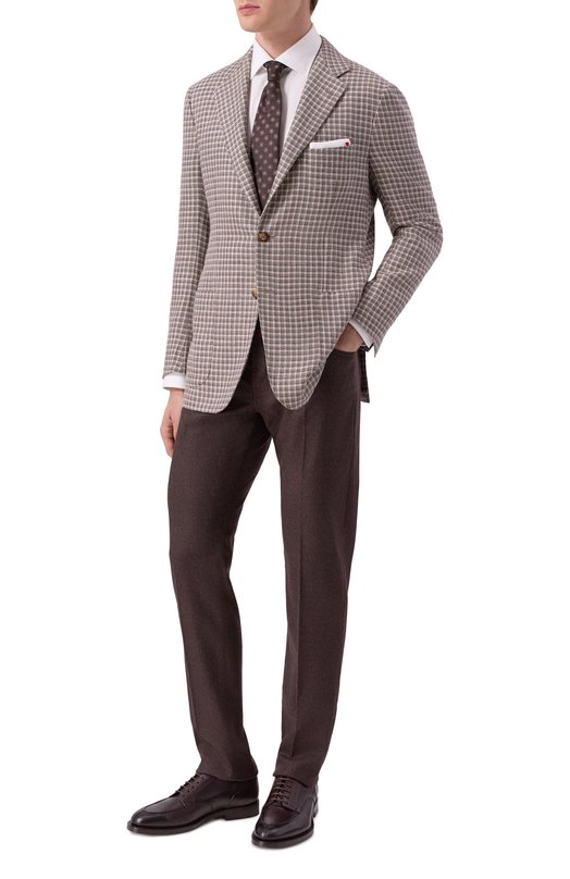 Пиджак из кашемира и шерсти Kiton UG81K0610E53 Коричневый  UG81K0610E53 Фото 2