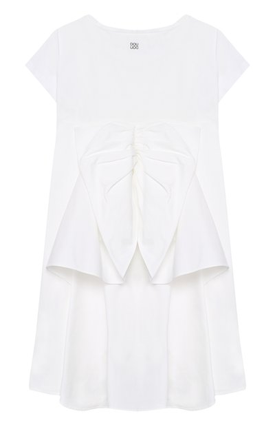 Хлопковое платье DOUUOD белого цвета по цене 16500 руб., арт. 20E/U/JR/AB22/1140/10A-14A, фото 2 Хлопковое платье DOUUOD, арт. 20E/U/JR/AB22/1140/10A-14A, фото 2