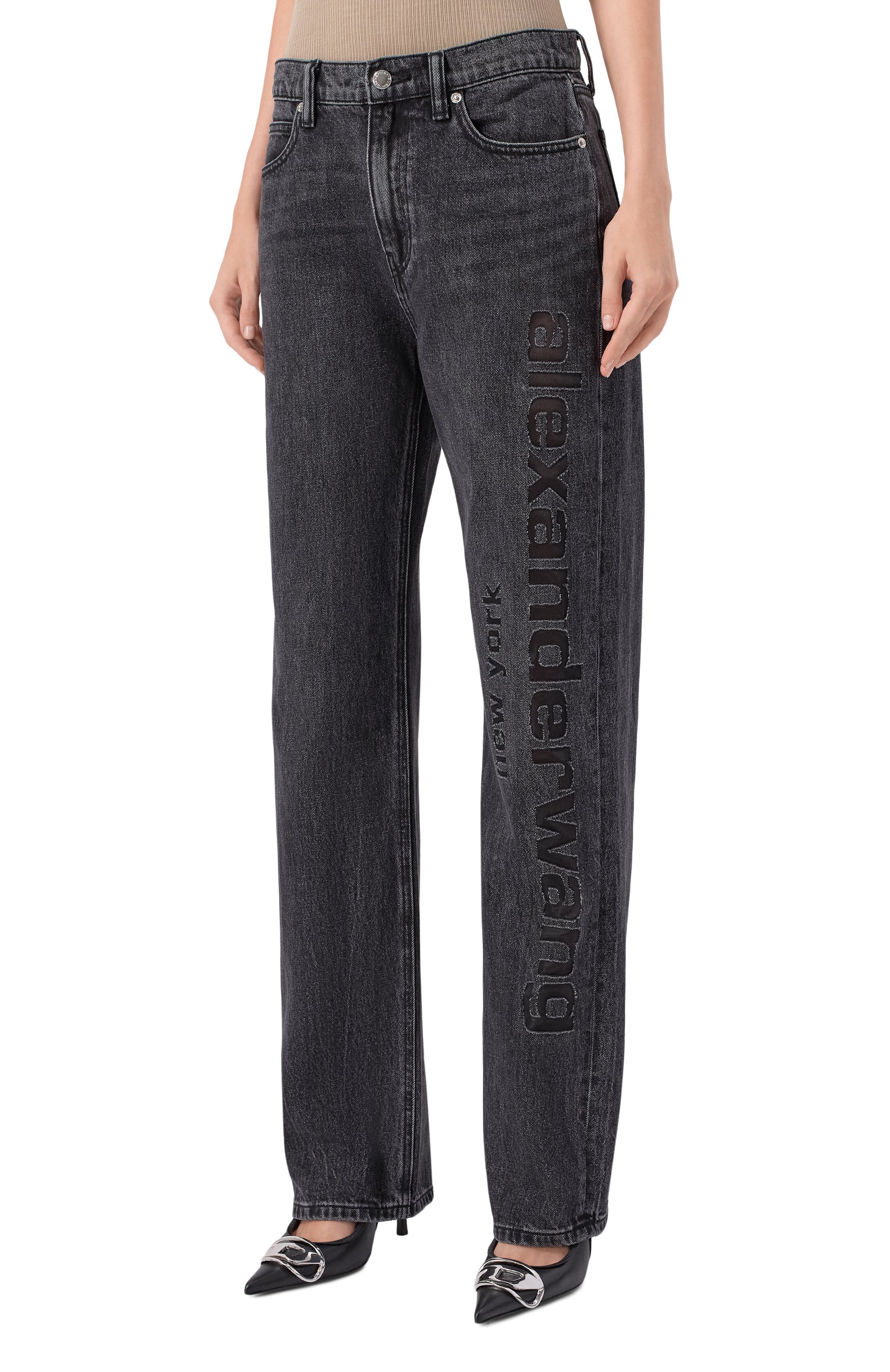 Джинсы ALEXANDER WANG черного цвета по цене 92750 руб., арт. 4DC3254837, фото 3 Джинсы ALEXANDER WANG, арт. 4DC3254837, фото 3