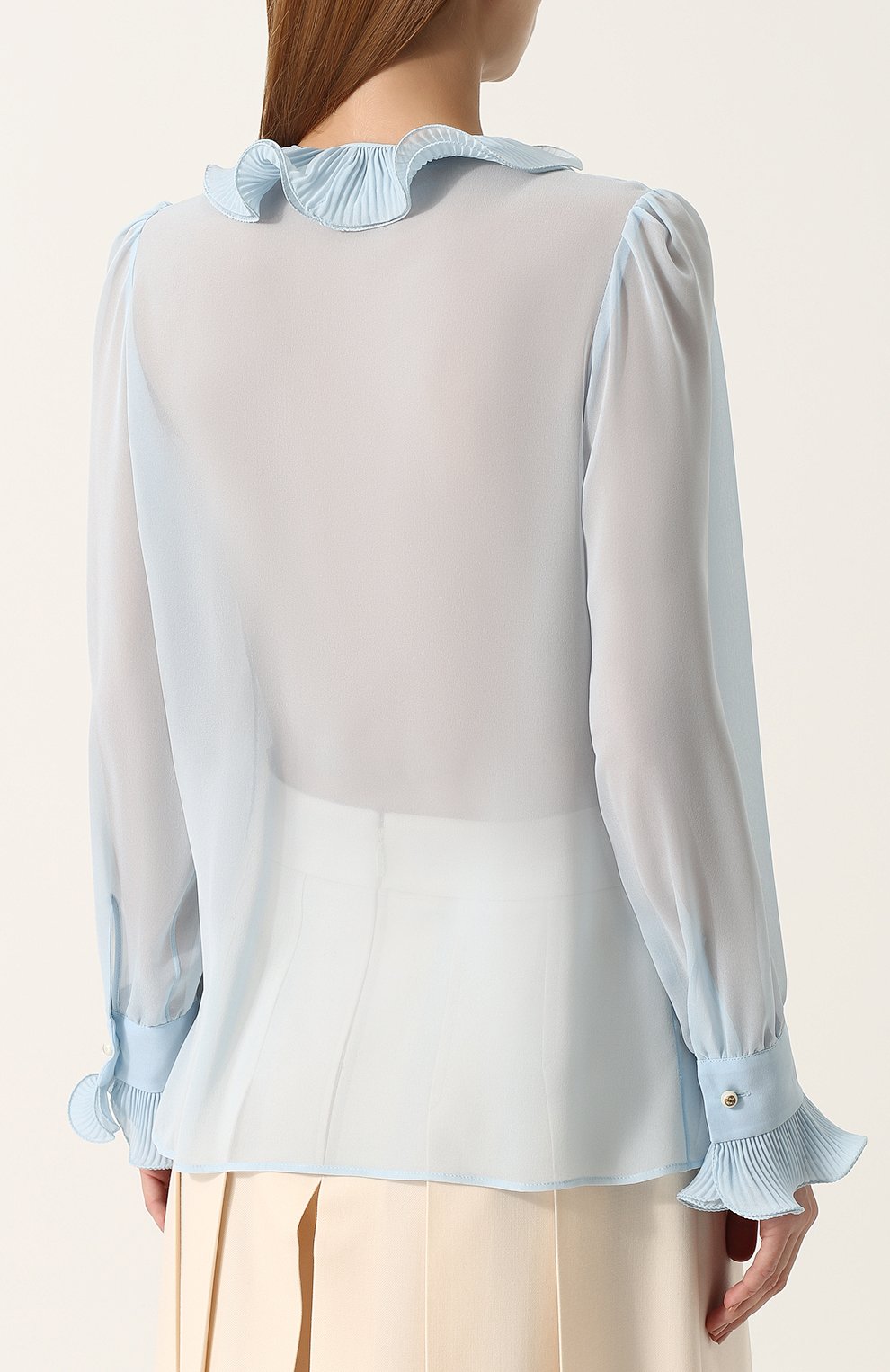 Шелковая прозрачная блуза с оборками GUCCI, арт. 488930/ZHS04, фото 4