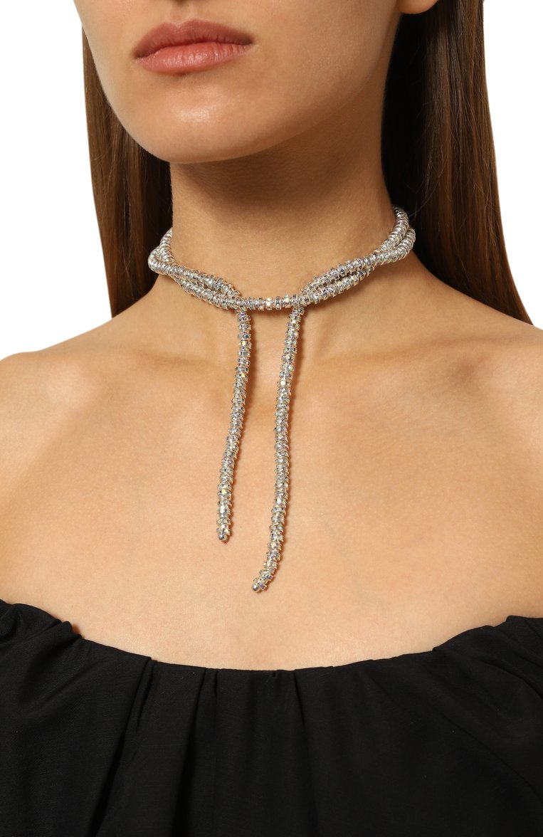 Женское колье PEARL OCTOPUSS.Y серебряного цвета, арт. SKINNY SERPENT CHAIN | Фото 2 (Региональные ограничения белый список (Axapta Mercury): Не проставлено; Нос: Не проставлено; Материал: Стекло, Металл)