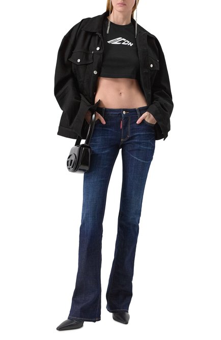 Женские джинсы DSQUARED2 синего цвета, арт. S75LB1027/S30664 | Фото 2 (Драгоценные камни: Проставлено; Материал сплава: Проставлено; Длина (брюки, джинсы): Удлиненные)