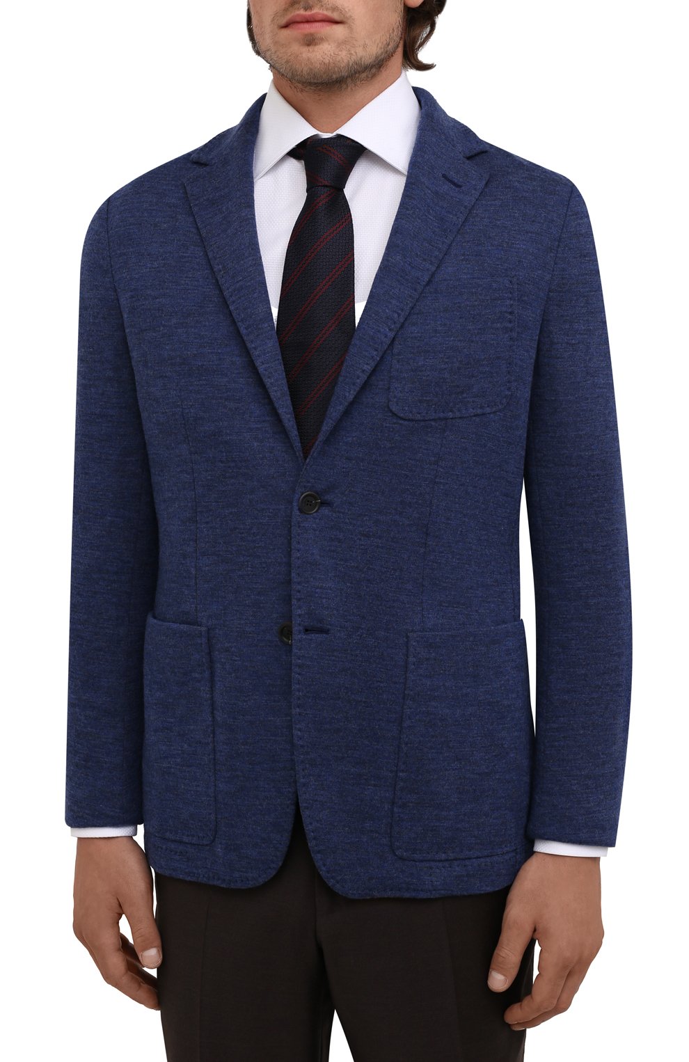 Пиджак из шерсти и хлопка CANALI синего цвета по цене 110500 руб., арт. J0147/JJ02165, фото 3 Пиджак из шерсти и хлопка CANALI, арт. J0147/JJ02165, фото 3