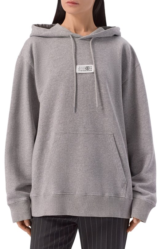 Хлопковое худи MM6 SH0GU0042/M25025 Серый  SH0GU0042/M25025 Фото 3