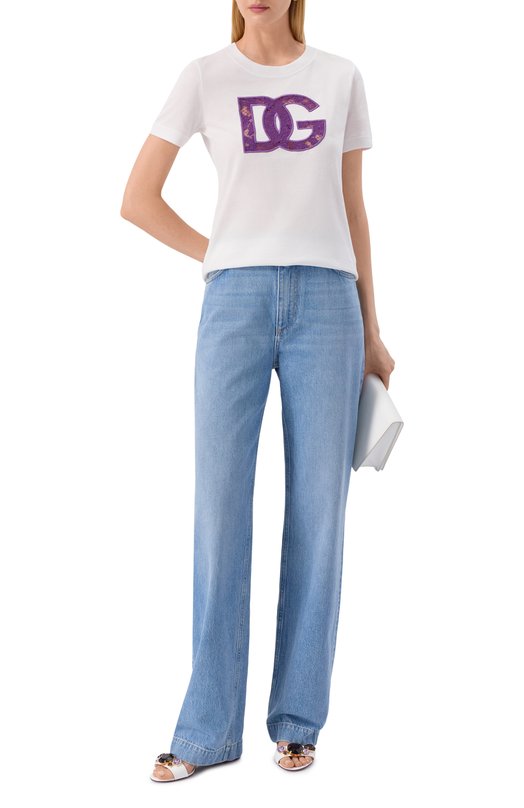 Хлопковая футболка Dolce & Gabbana F8V20Z/GDC9V Белый  F8V20Z/GDC9V Фото 2