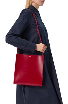 Женская сумка tangle JIL SANDER красного цвета, арт. J07WG0023/P5354 | Фото 2 (Материал сплава: Проставлено; Драгоценные камни: Проставлено; Размер: medium; Материал: Натуральная кожа)