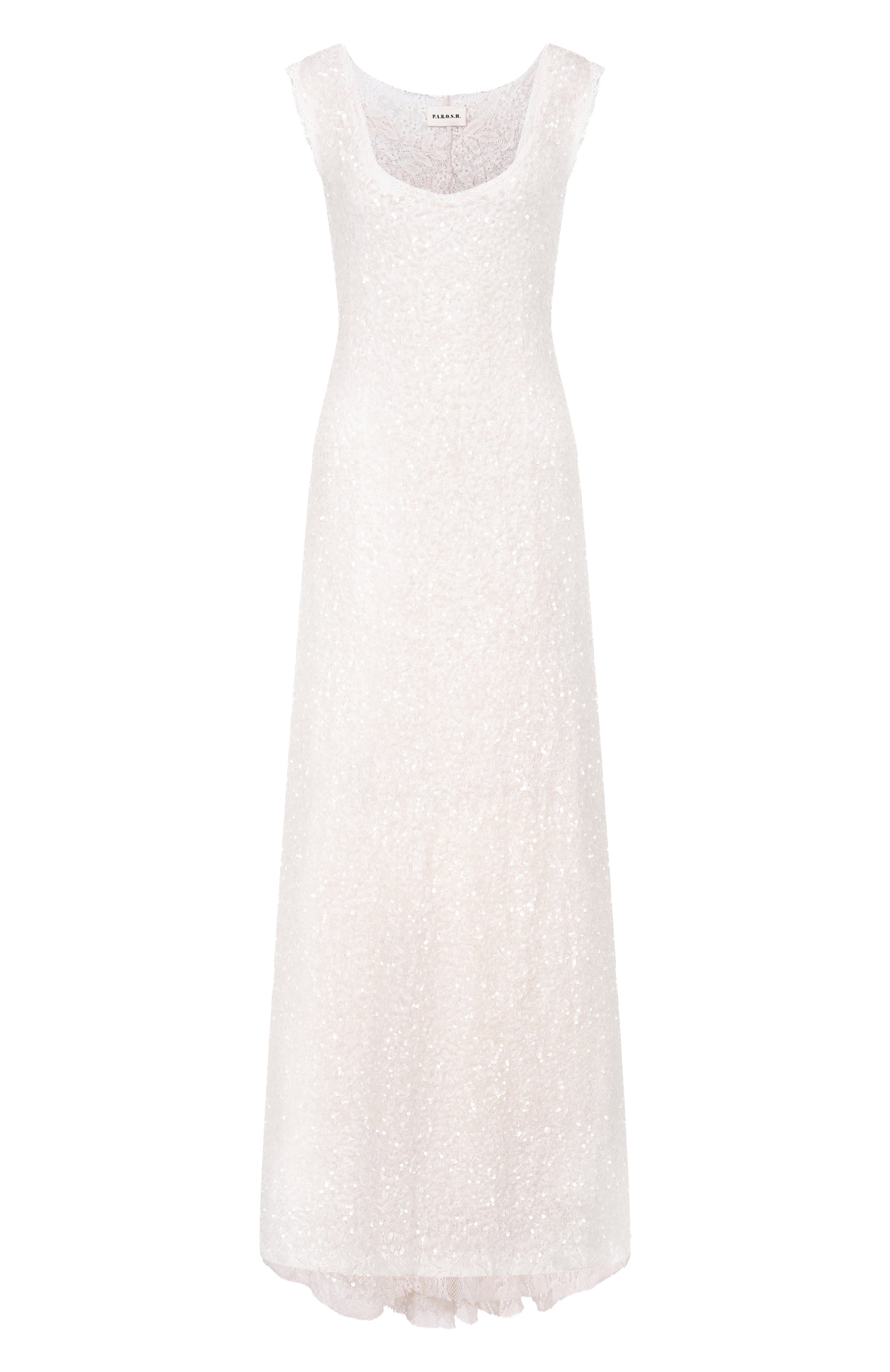 Платье с отделкой пайетками P.A.R.O.S.H. кремового цвета по цене 98900 руб., арт. D722562/N00DLES, фото 1 Платье с отделкой пайетками P.A.R.O.S.H., арт. D722562/N00DLES, фото 1