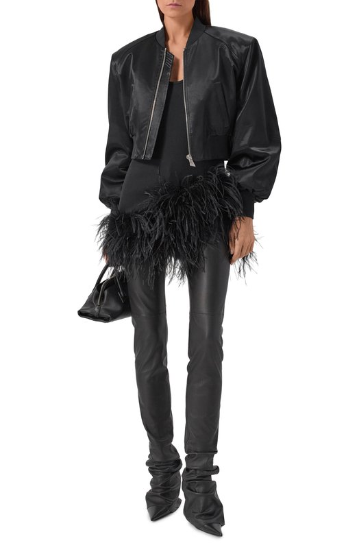 Платье с отделкой перьями The Attico 260WCA00487/JJJ073MU Чёрный  260WCA00487/JJJ073MU Фото 2