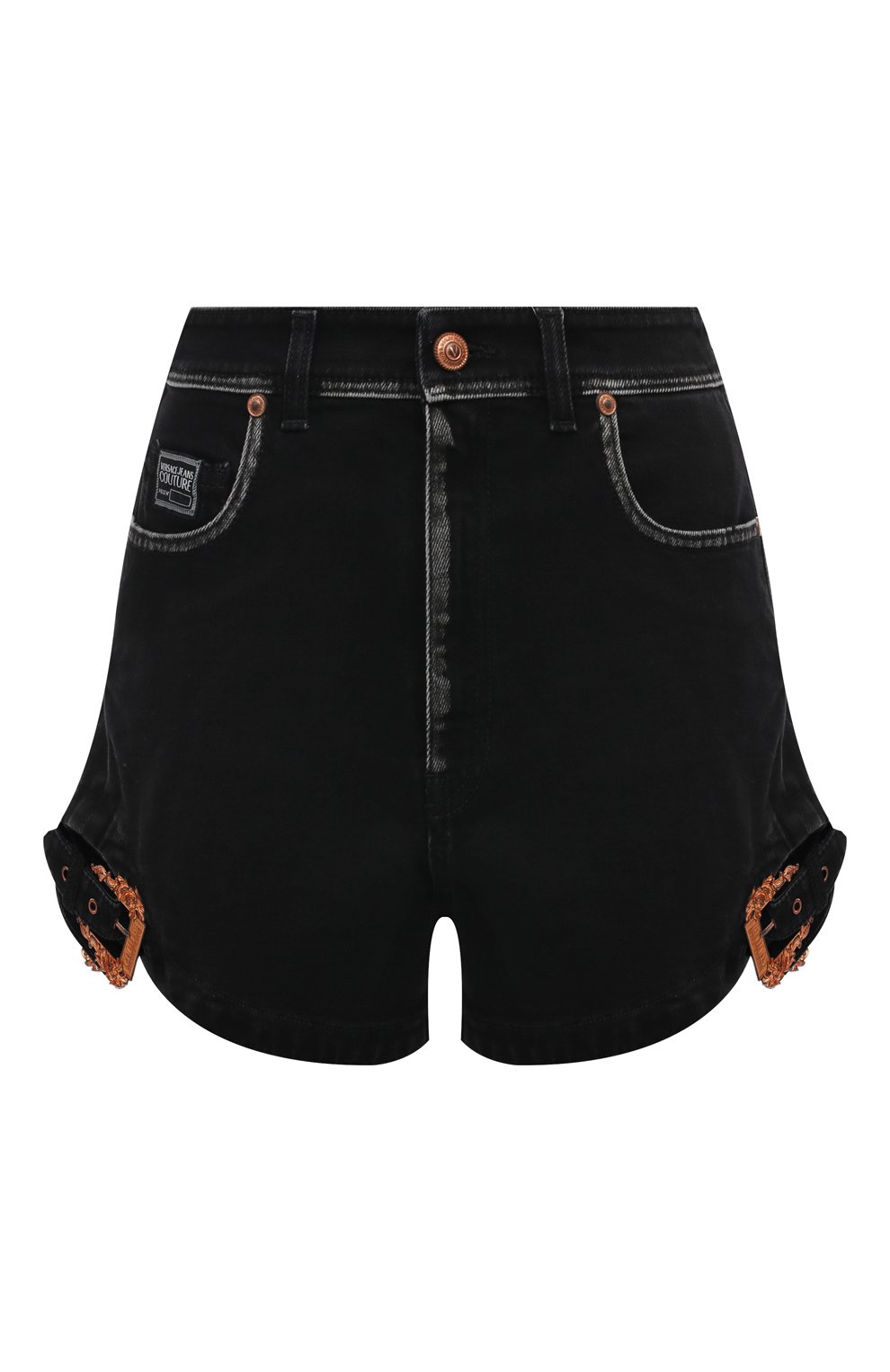 Джинсовые шорты VERSACE JEANS COUTURE черного цвета по цене 28500 руб., арт. 76HAD522/DW060D24, фото 1 Джинсовые шорты VERSACE JEANS COUTURE, арт. 76HAD522/DW060D24, фото 1