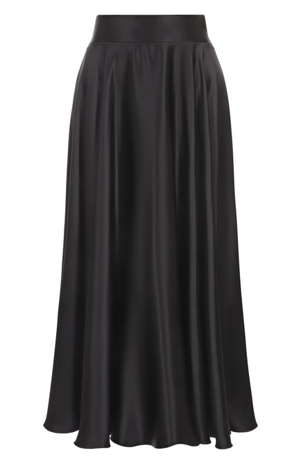 Женская атласная юбка DOLCE & GABBANA черного цвета, арт. F4CS0T/FU1NU | Фото 1 (Драгоценные камни: Проставлено; Материал внешний: Шелк; Материал сплава: Проставлено; Длина Ж (юбки, платья, шорты): Миди)