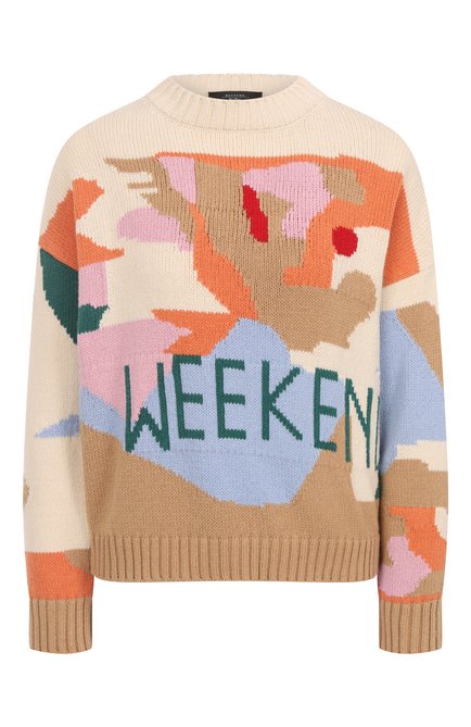 Женский свитер WEEKEND MAX MARA разноцветного цвета, арт. FABIAN | Фото 1 (Материал сплава: Проставлено; Драгоценные камни: Проставлено; Рукава: Длинные; Материал внешний: Хлопок; Длина (для топов): Стандартные)