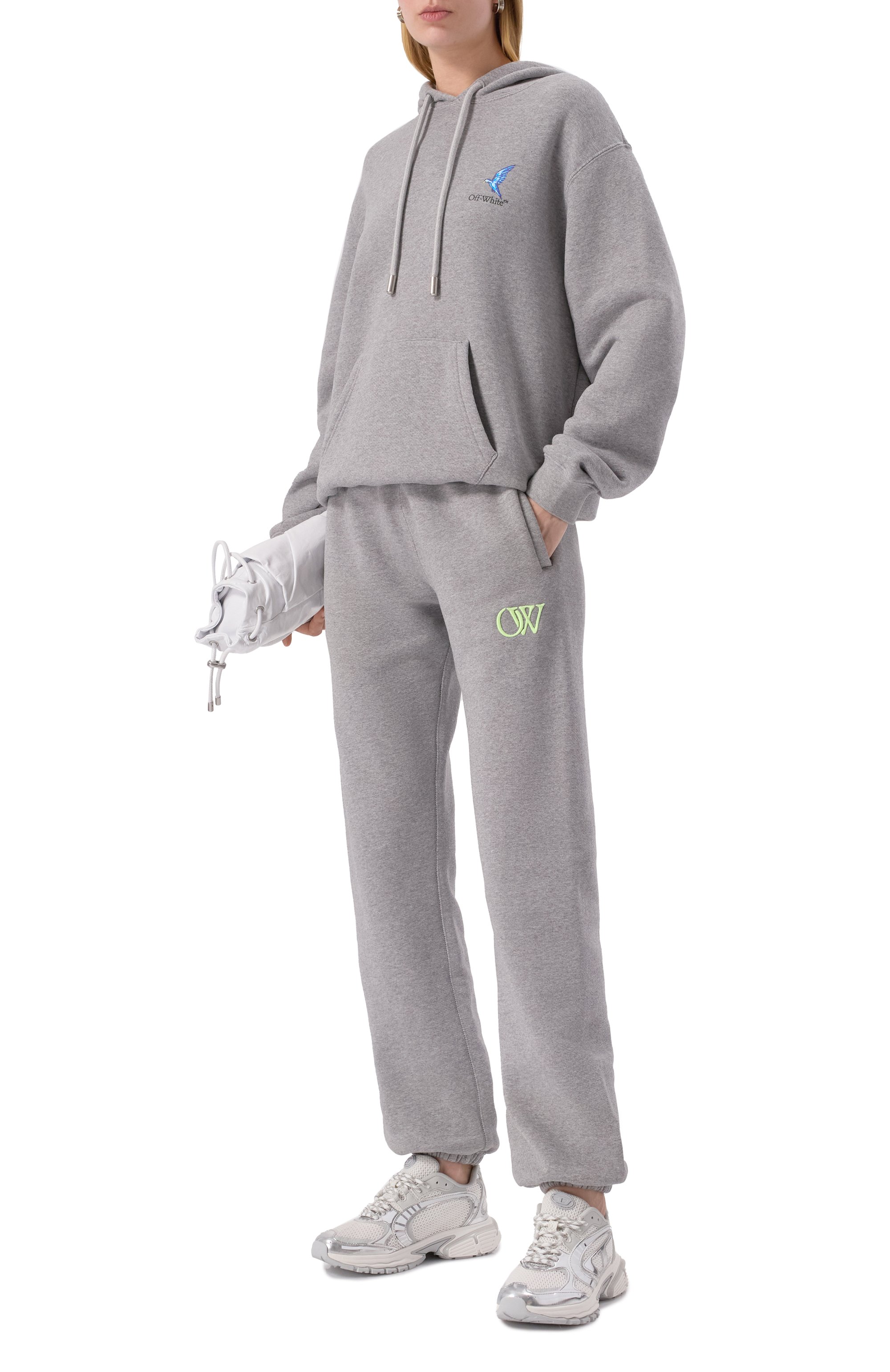 Хлопковые джоггеры OFF-WHITE серого цвета по цене 61550 руб., арт. 0WCH006S25FLE001, фото 2 Хлопковые джоггеры OFF-WHITE, арт. 0WCH006S25FLE001, фото 2