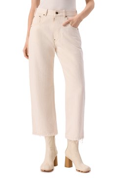 Женские джинсы MAISON MARGIELA кремового цвета, арт. S50LA0240/M30026 | Фото 3 (Длина (брюки, джинсы): Стандартные; Материал сплава: Проставлено; Драгоценные камни: Проставлено; Материал внешний: Деним, Хлопок; Кросс-КТ: Деним; Стили: Кэжуэл; Силуэт Ж (брюки и джинсы): Прямые)