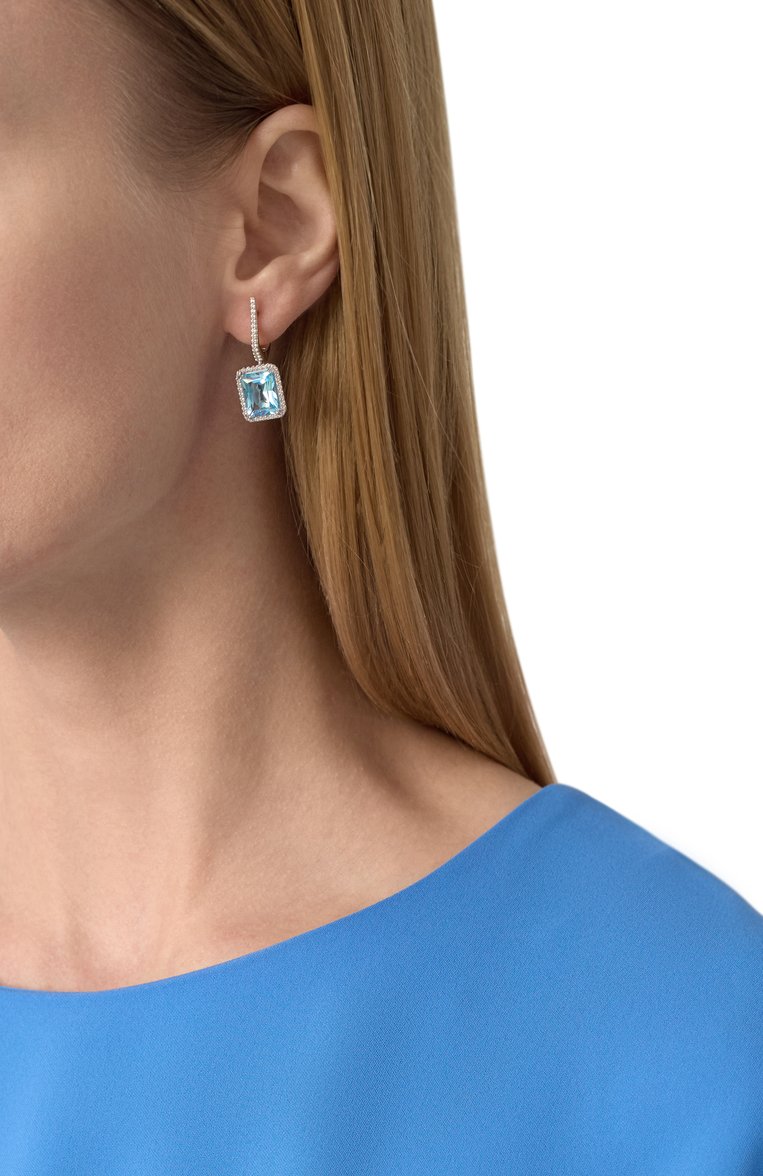 Женские серьги-багеты с голубыми топазами SECRETS JEWELRY светло-голубого цвета, арт. СБГТС0359 | Фото 2 (Региональные ограничения белый список (Axapta Mercury): Не проставлено; Нос: Не проставлено; Материал: Камень, Серебро)