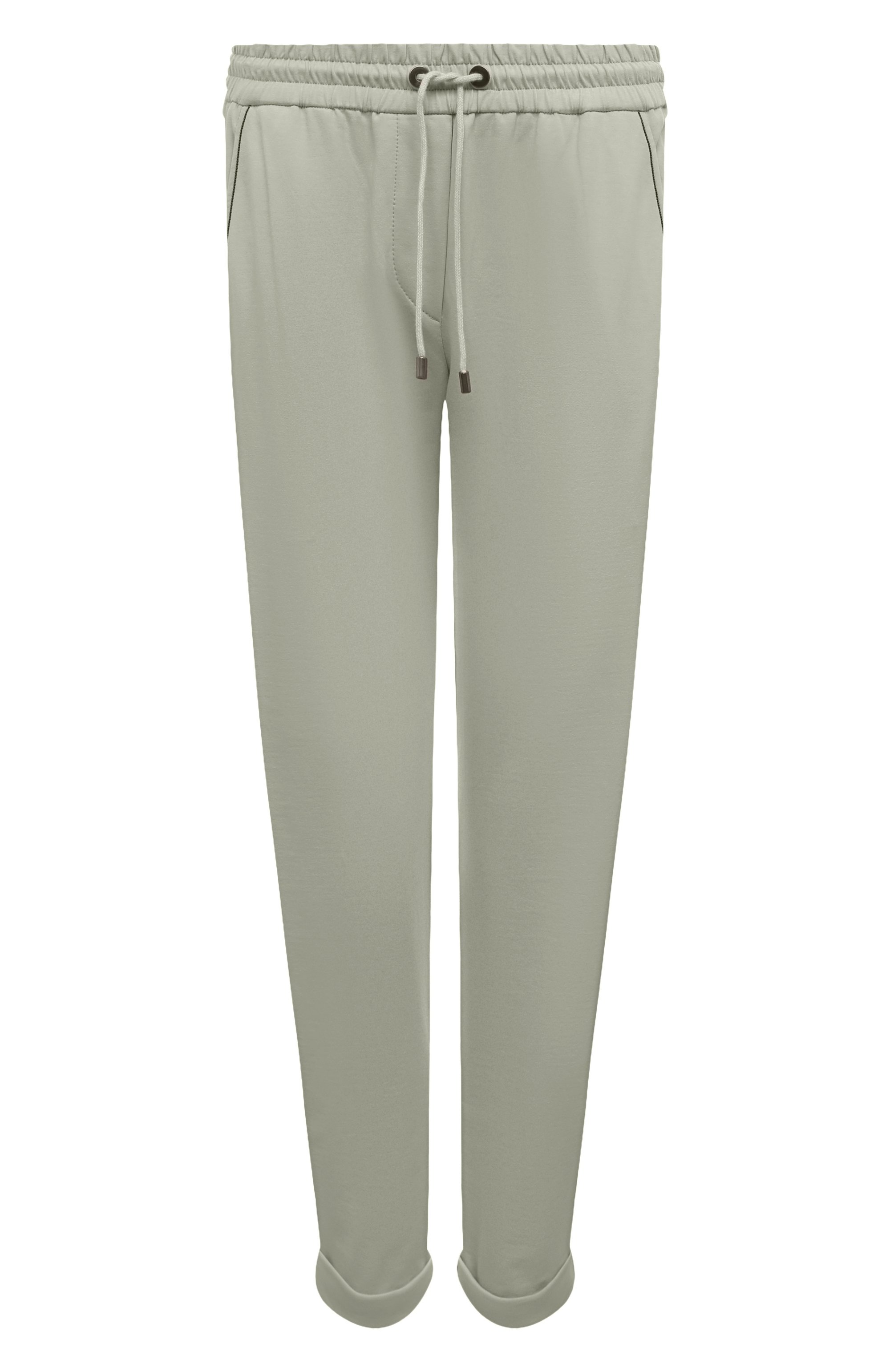 Хлопковые брюки BRUNELLO CUCINELLI светло-зеленого цвета по цене 85900 руб., арт. MH827SA399, фото 1 Хлопковые брюки BRUNELLO CUCINELLI, арт. MH827SA399, фото 1