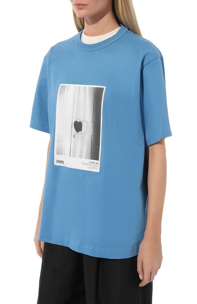 Хлопковая футболка HELMUT LANG голубого цвета по цене 16050 руб., арт. M05HM537, фото 3 Хлопковая футболка HELMUT LANG, арт. M05HM537, фото 3