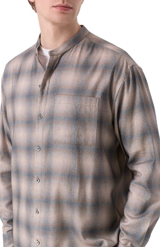 Рубашка из хлопка и лиоцелла Giorgio Armani GM002313/TE17692 Бежевый  GM002313/TE17692 Фото 5