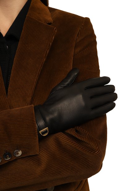 Кожаные перчатки COCCINELLE черного цвета по цене 15500 руб., арт. E7MY0410101, фото 2 Кожаные перчатки COCCINELLE, арт. E7MY0410101, фото 2