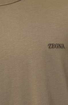 Мужская хлопковая футболка ZEGNA хаки цвета, арт. UD360A7/D760 | Фото 5 (Рукава: Короткие; Длина (для топов): Стандартные; Драгоценные камни: Проставлено; Материал внешний: Хлопок; Материал сплава: Проставлено; Принт: Без принта; Стили: Милитари)